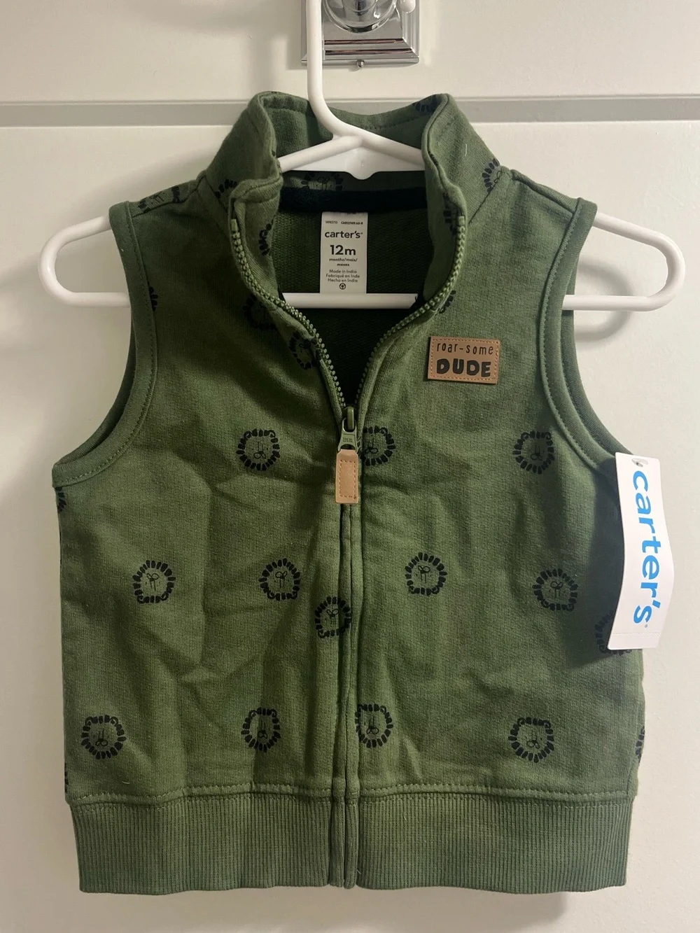 Carter's Green 'Roar-some Dude' Baby Vest - 6M
